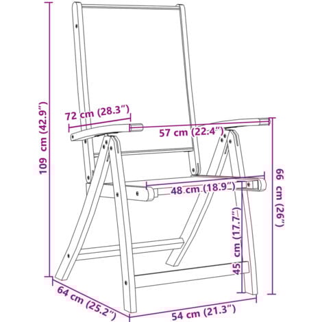 Folding Garden Chairs 2 pcs Solid Wood Acacia and Textilene vidaXL
