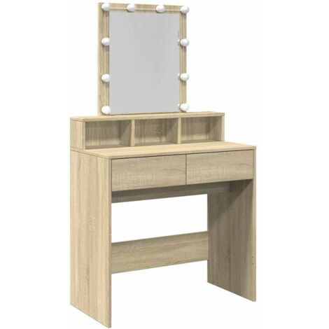 Dressing Table with LED Sonoma Oak 80x41x144.5 cm vidaXL