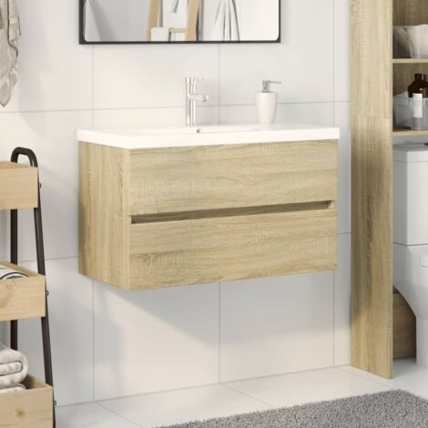 2 Piece Bathroom Furniture Set Ceramic and Engineered Wood vidaXL