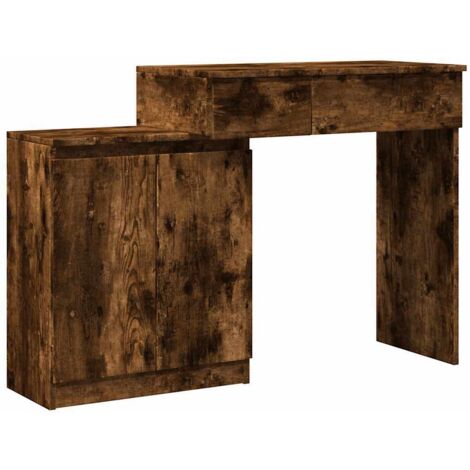 Dressing Table with LED Smoked Oak 115x37x110.5 cm vidaXL