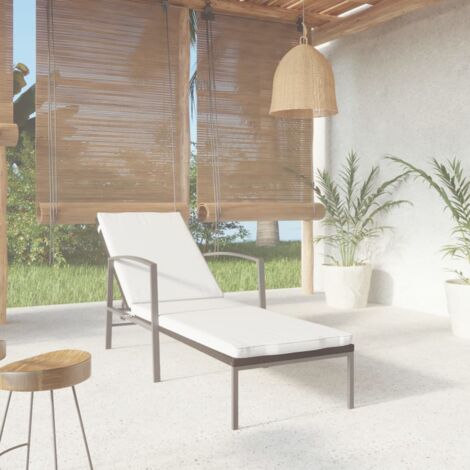 Garden Sun Lounger with Cushion Poly Rattan Black vidaXL