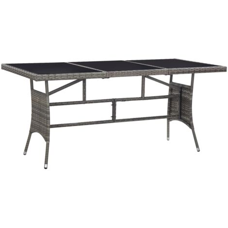 Garden Table Grey 170x80x74 cm Poly Rattan vidaXL (1/5)