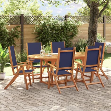 vidaXL 7 Piece Garden Dining Set Solid Wood Acacia and Textilene