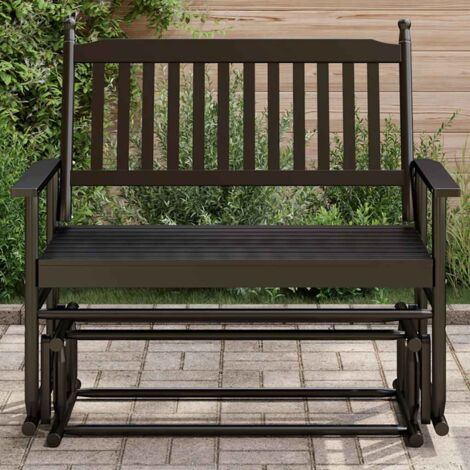 Glider Bench Black 118x70x104.5 cm Solid Wood Poplar vidaXL