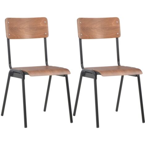 Dining Chairs 2 pcs Brown Solid Plywood Steel vidaXL (1/5)