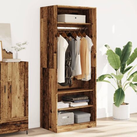 Wardrobe Old Wood 80x50x200 cm Engineered Wood vidaXL