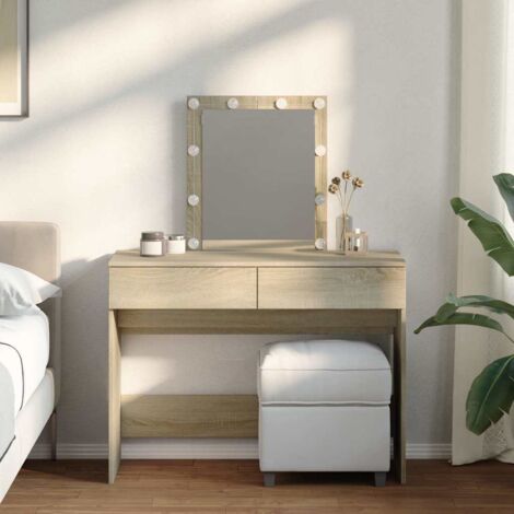 Dressing Table with LED Sonoma Oak 100x40x130 cm vidaXL