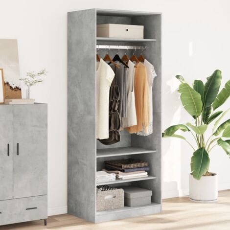 Wardrobe Concrete Grey 80x50x200 cm Engineered Wood vidaXL