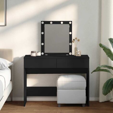 Dressing Table with LED Black 100x40x130 cm vidaXL (1/5)