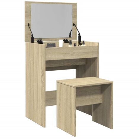 Dressing Table and Stool Sonoma Oak 60x40x113.5 cm vidaXL