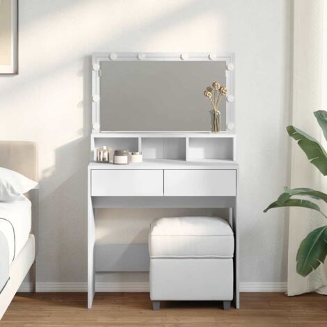 Dressing Table with LED White 80x41x134.5 cm vidaXL (1/5)