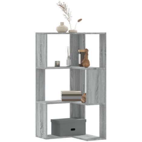 Corner Bookcase 3-Tier Grey Sonoma 50x50x102 cm Engineered Wood vidaXL (1/5)