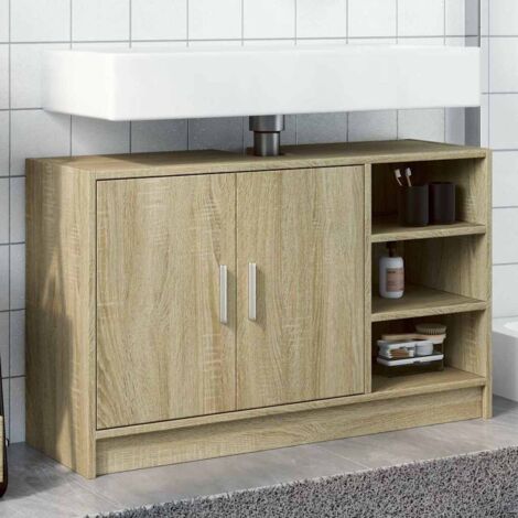 Sink Cabinet Sonoma Oak 90x29x55 cm Engineered Wood vidaXL