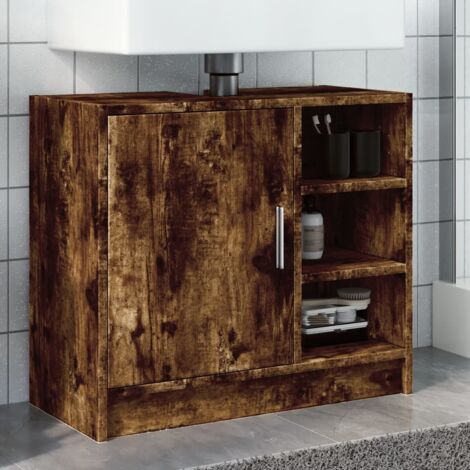Sink Cabinet Smoked Oak 63x29x55 cm Engineered Wood vidaXL