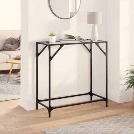 Console Table with Transparent Glass Top 80x35x81 cm Steel vidaXL