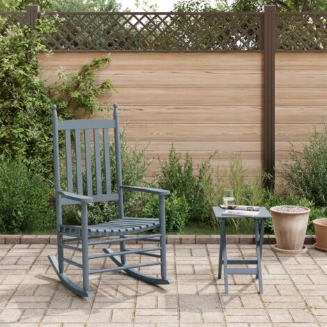Rocking Chair with Foldable Table Grey Solid Wood Poplar vidaXL (1/5)