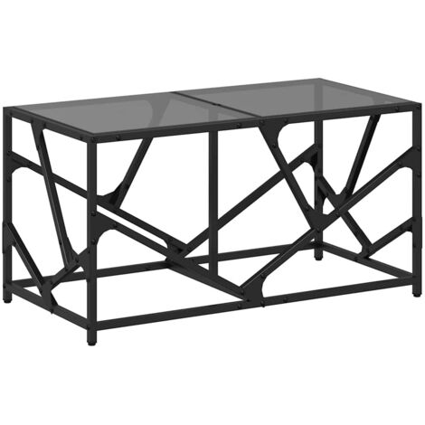 Coffee Table with Black Glass Top 78.5x40x41 cm Steel vidaXL