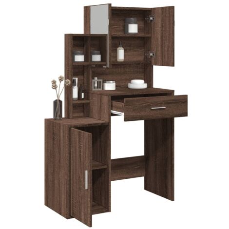 Dressing Table with Cabinet Brown Oak 80x35x132 cm vidaXL