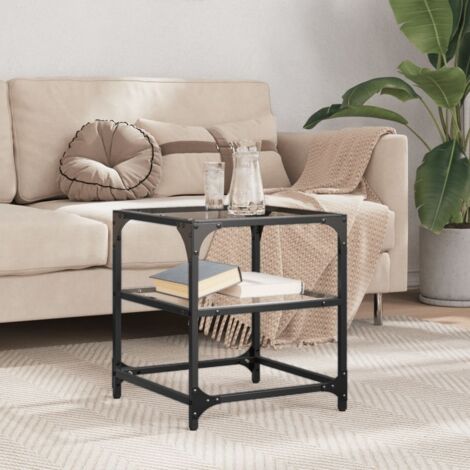 Coffee Table with Transparent Glass Top 40x40x45 cm Steel vidaXL