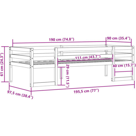 Kids' Bed Frame without Mattress White 90x190 cm Single Solid Wood Pine vidaXL