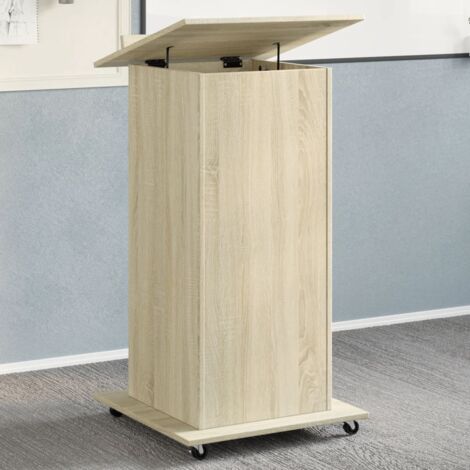 Lectern with Wheels & Drawer Sonoma Oak 55x55x107 cm Engineered Wood vidaXL