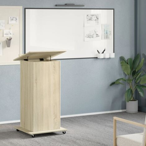 Lectern with Wheels & Drawer Sonoma Oak 55x55x107 cm Engineered Wood vidaXL