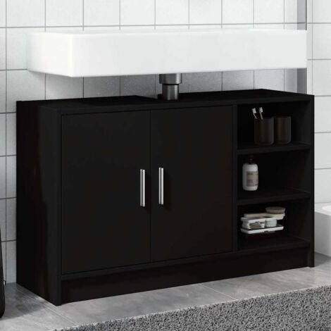 Sink Cabinet Black 90x29x55 cm Engineered Wood vidaXL