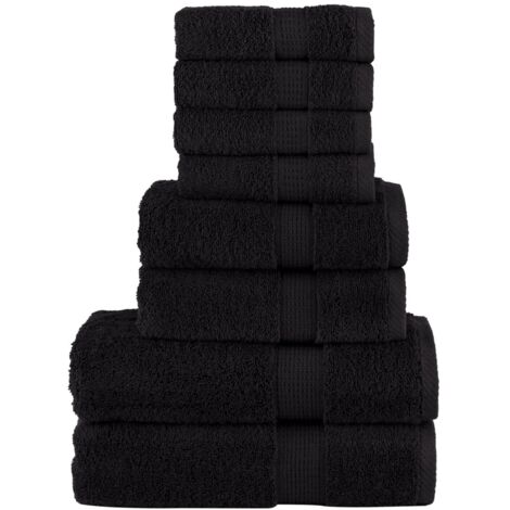 8 Piece Premium Towel Set SOLUND Black 600 gsm vidaXL