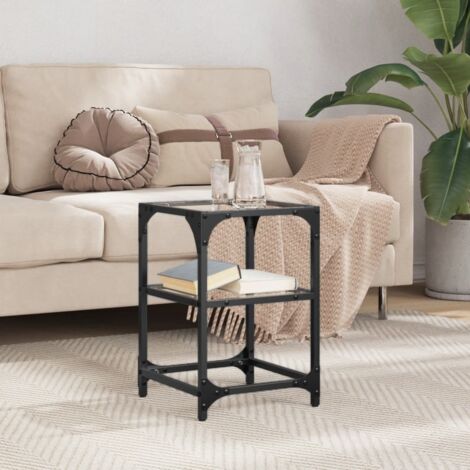 Coffee Table with Transparent Glass Top 30x30x45 cm Steel vidaXL (1/5)
