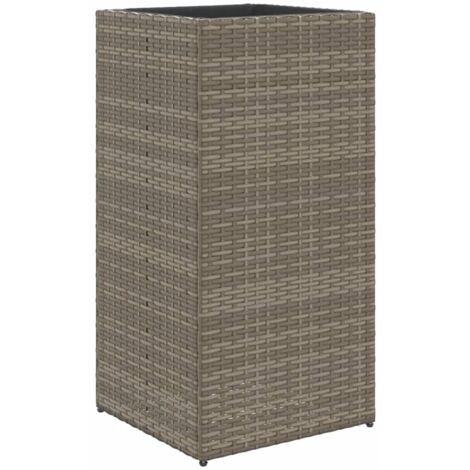 Garden Planter Grey 40x40x80 cm Poly Rattan vidaXL