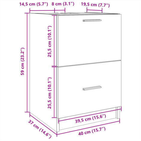 Sink Cabinet Grey Sonoma 40x37x59 cm Engineered Wood vidaXL