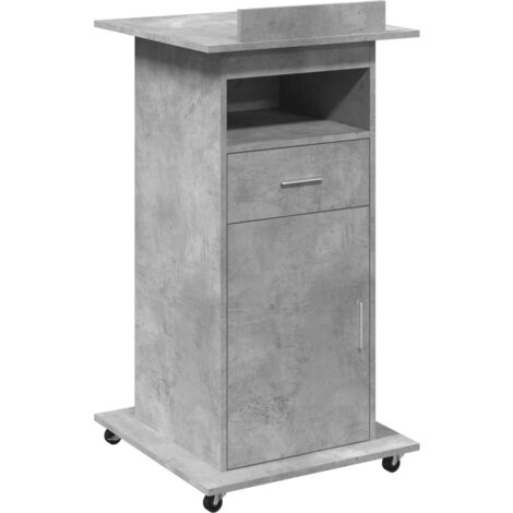 Lectern with Wheels & Drawer Concrete Grey 55x55x107 cm Engineered Wood vidaXL