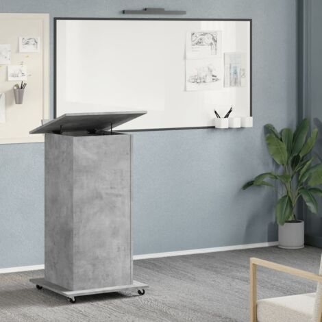 Lectern with Wheels & Drawer Concrete Grey 55x55x107 cm Engineered Wood vidaXL