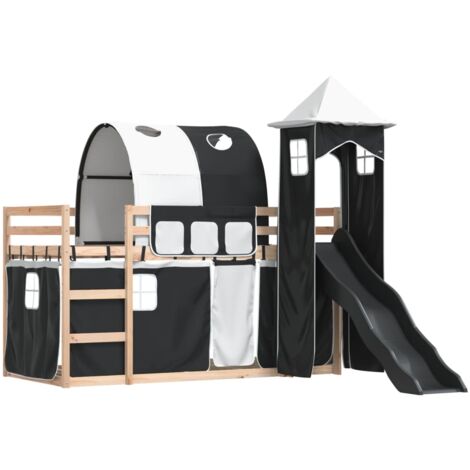 Bunk Bed without Mattress with Slide White and Black 80x200 cm vidaXL (1/5)