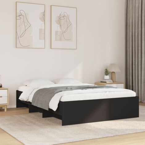 Bed Frame without Mattress Black 135x190 cm Double Engineered Wood vidaXL (1/5)