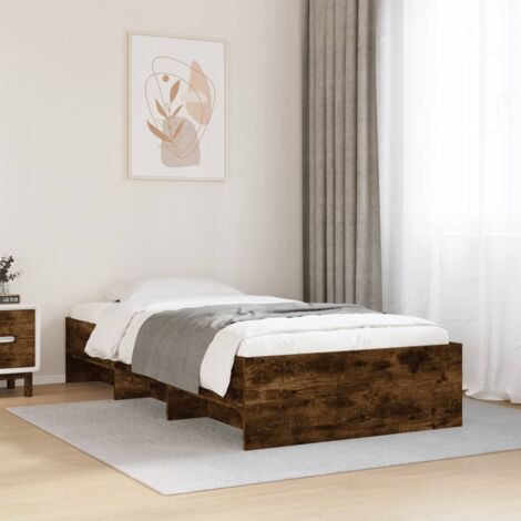 Bed Frame without Mattress Smoked Oak 90x200 cm Engineered Wood vidaXL (1/5)