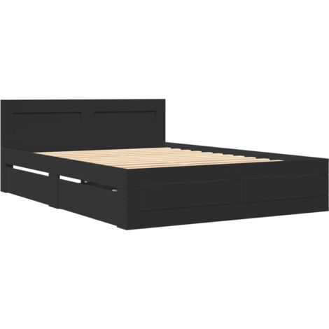 Bed Frame with Headboard without Mattress Black 120x200 cm vidaXL