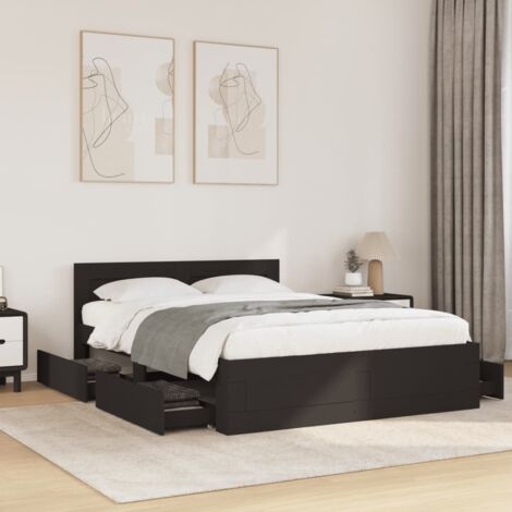 Bed Frame with Headboard without Mattress Black 120x200 cm vidaXL