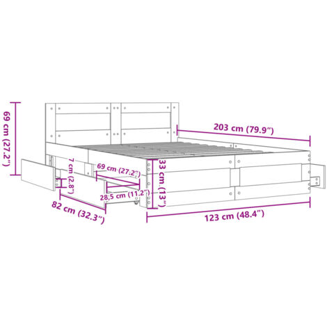 Bed Frame with Headboard without Mattress Black 120x200 cm vidaXL
