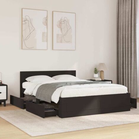Bed Frame with Headboard without Mattress Black 140x200 cm vidaXL