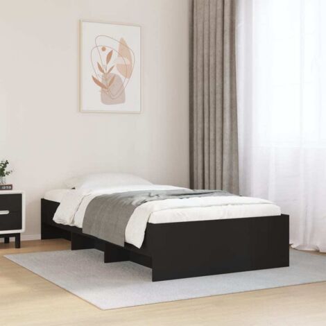 Bed Frame without Mattress Black 75x190 cm Small Single Engineered Wood vidaXL (1/5)