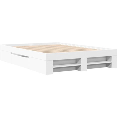 Bed Frame without Mattress White 140x200 cm Engineered Wood vidaXL (1/5)