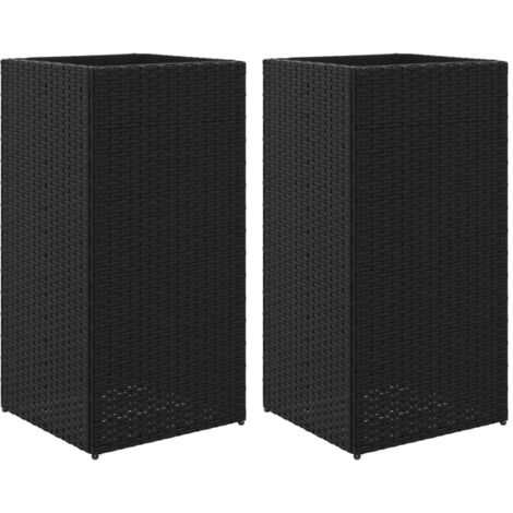 Garden Planters 2 pcs Black 40x40x80 cm Poly Rattan vidaXL (1/5)