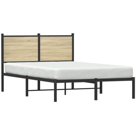 Metal Bed Frame without Mattress Sonoma Oak 120x190 cm Small Double vidaXL