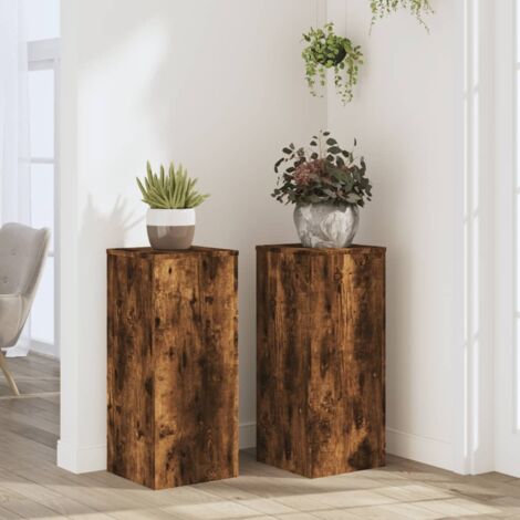 Plant Stands 2 pcs Smoked Oak 30x30x70 cm Engineered wood vidaXL