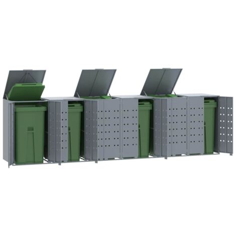 Wheelie Bin Storage for 6 Bins Grey 414x79x117 cm Steel vidaXL