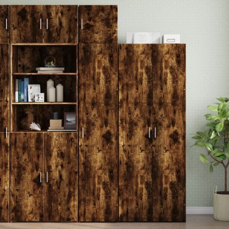Slim Storage Cabinet Smoked Oak 40x42.5x225 cm Engineered Wood vidaXL