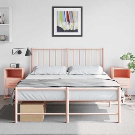 Bedside Cabinets 2 pcs Pink 36x39x60.5 cm Steel vidaXL (1/5)