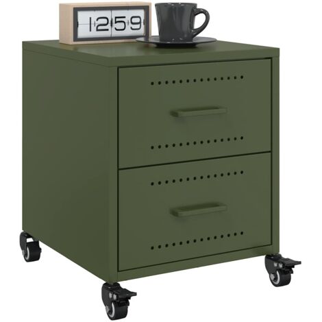 Bedside Cabinets 2 pcs Olive Green 36x39x43.5 cm Steel vidaXL