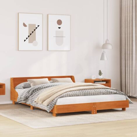 Bed Frame without Mattress Wax Brown 140x190 cm Solid Wood Pine vidaXL